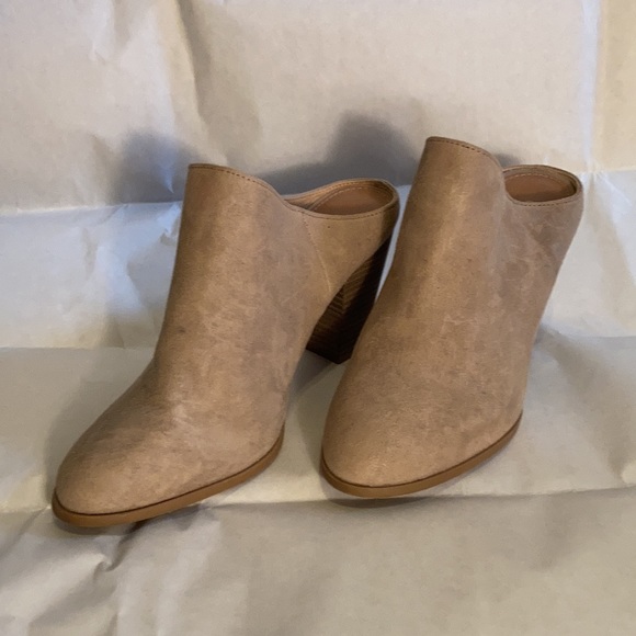 Nude (Taupe) Mules with 3 Inch Block Heel - Picture 2 of 7